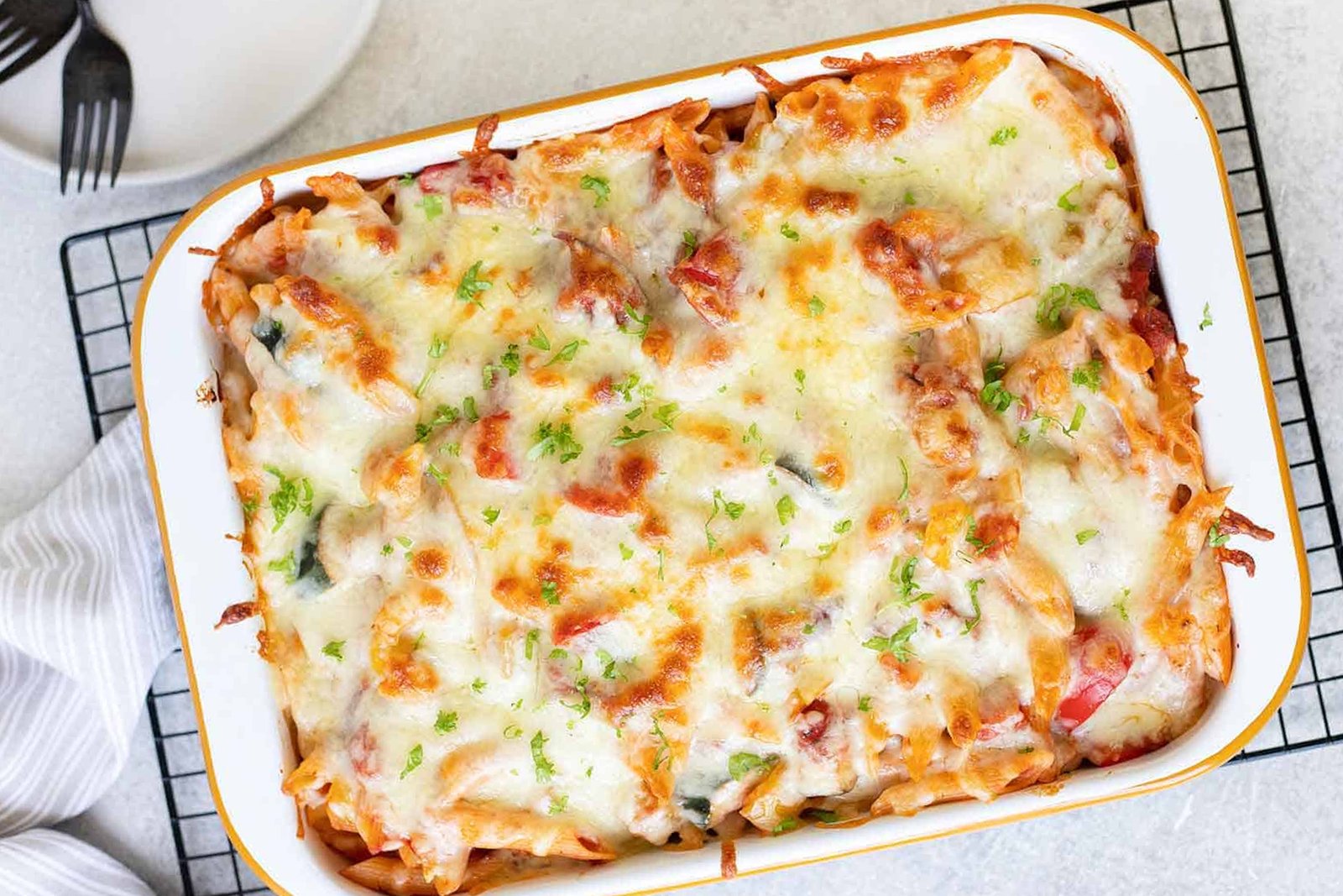 Baked Alfredo White Sauce Pasta
